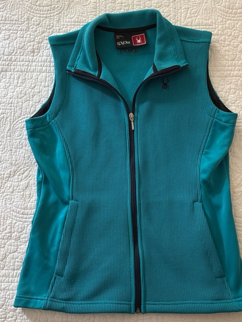 Spyder Teal Fleece Jacket with Red Logo Patch
